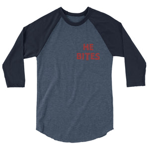 He Bites 3/4 sleeve raglan shirt