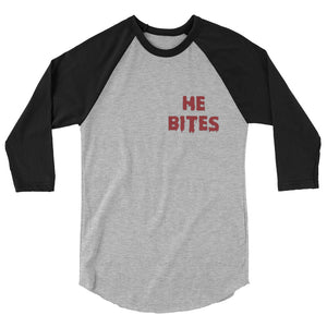 He Bites 3/4 sleeve raglan shirt