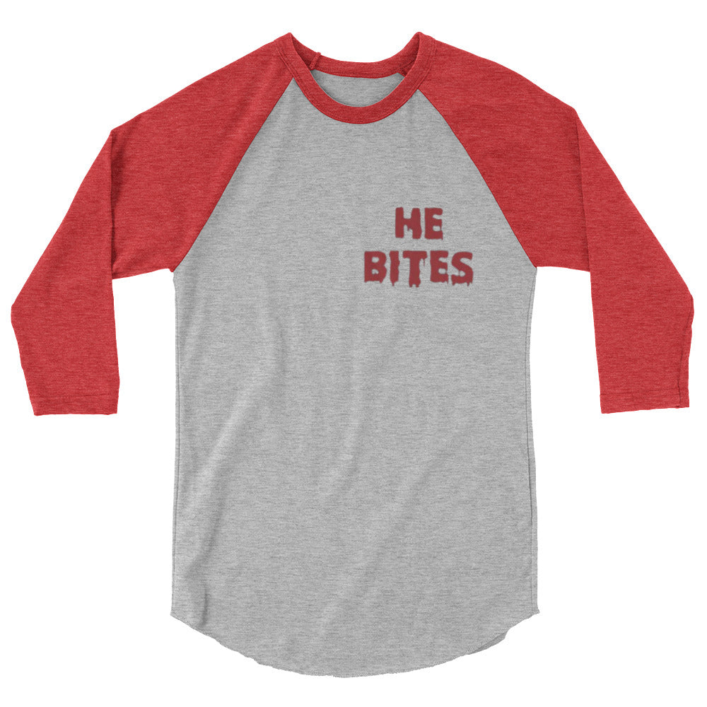 He Bites 3/4 sleeve raglan shirt