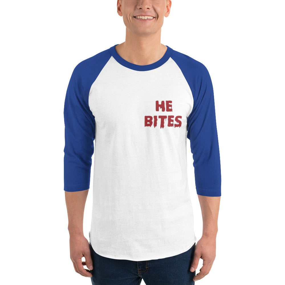 He Bites 3/4 sleeve raglan shirt