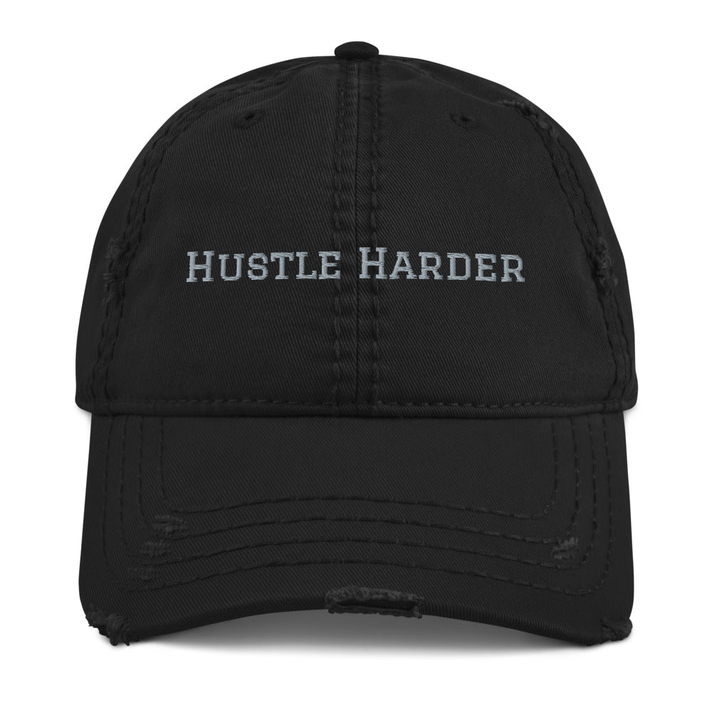 Hustle Harder Distressed Dad Hat