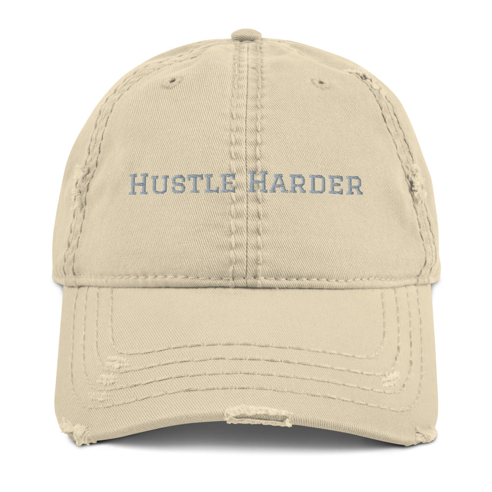 Hustle Harder Distressed Dad Hat