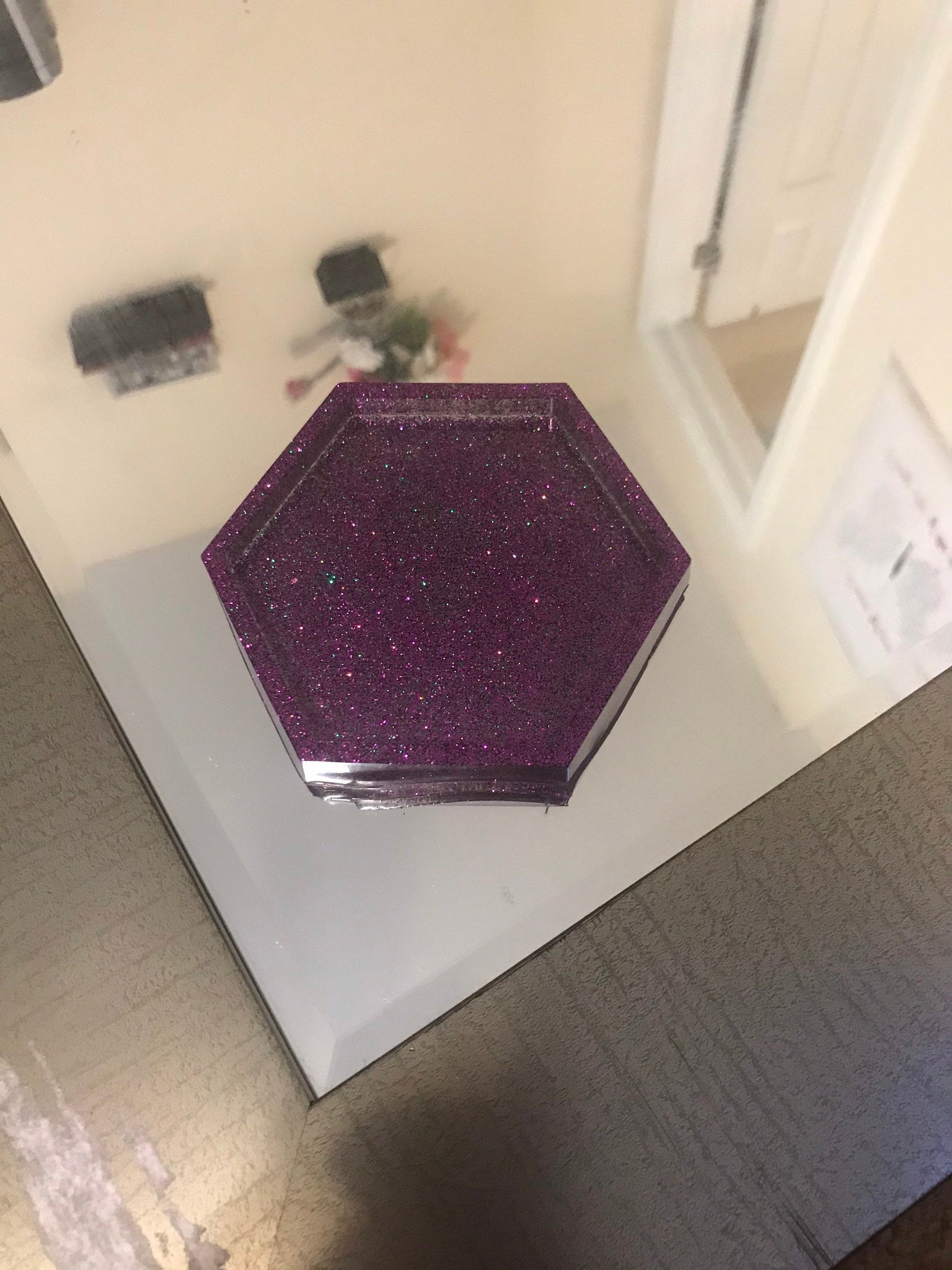 Purple pentagon shaped ashtray two set