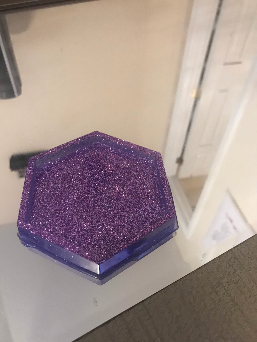 Purple pentagon shaped ashtray two set