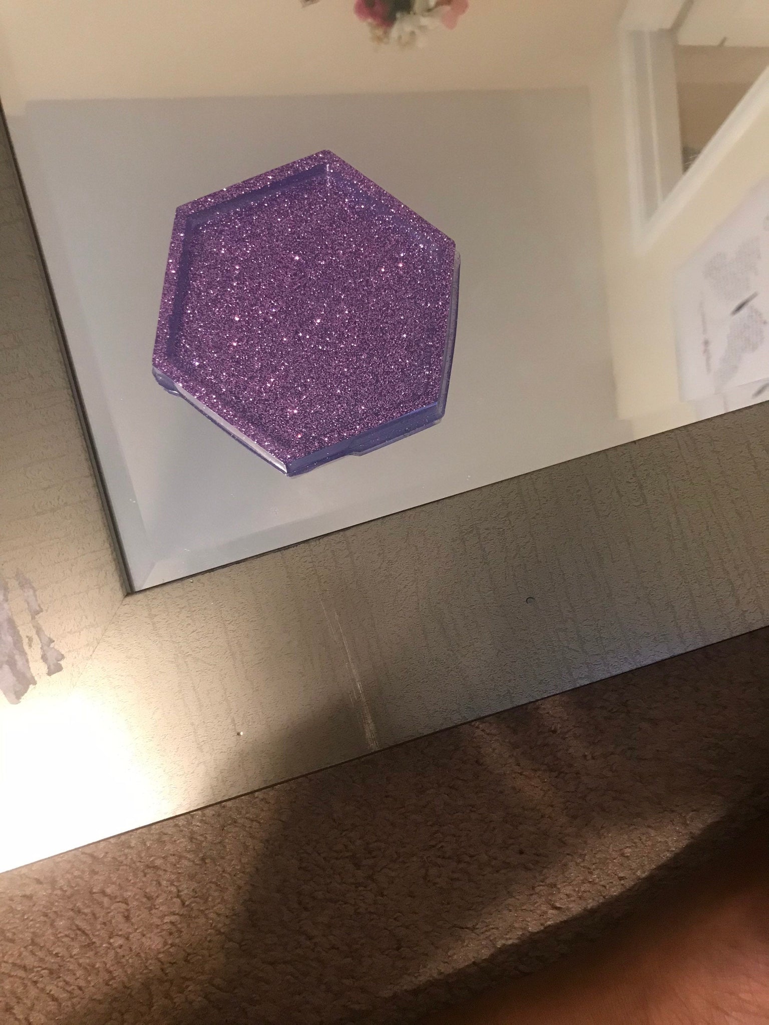 Purple pentagon shaped ashtray two set