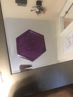 Purple pentagon shaped ashtray two set
