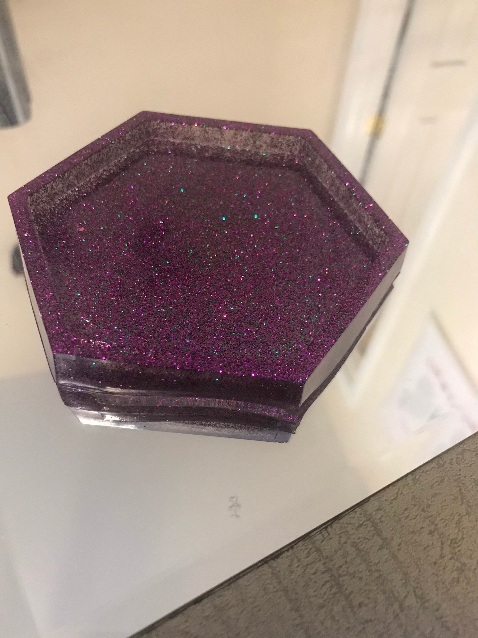 Purple pentagon shaped ashtray two set
