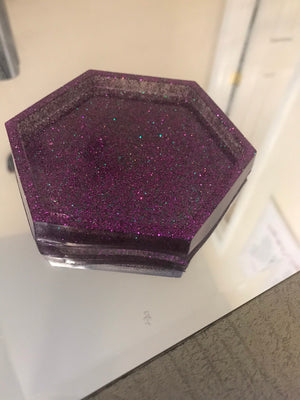 Purple pentagon shaped ashtray two set