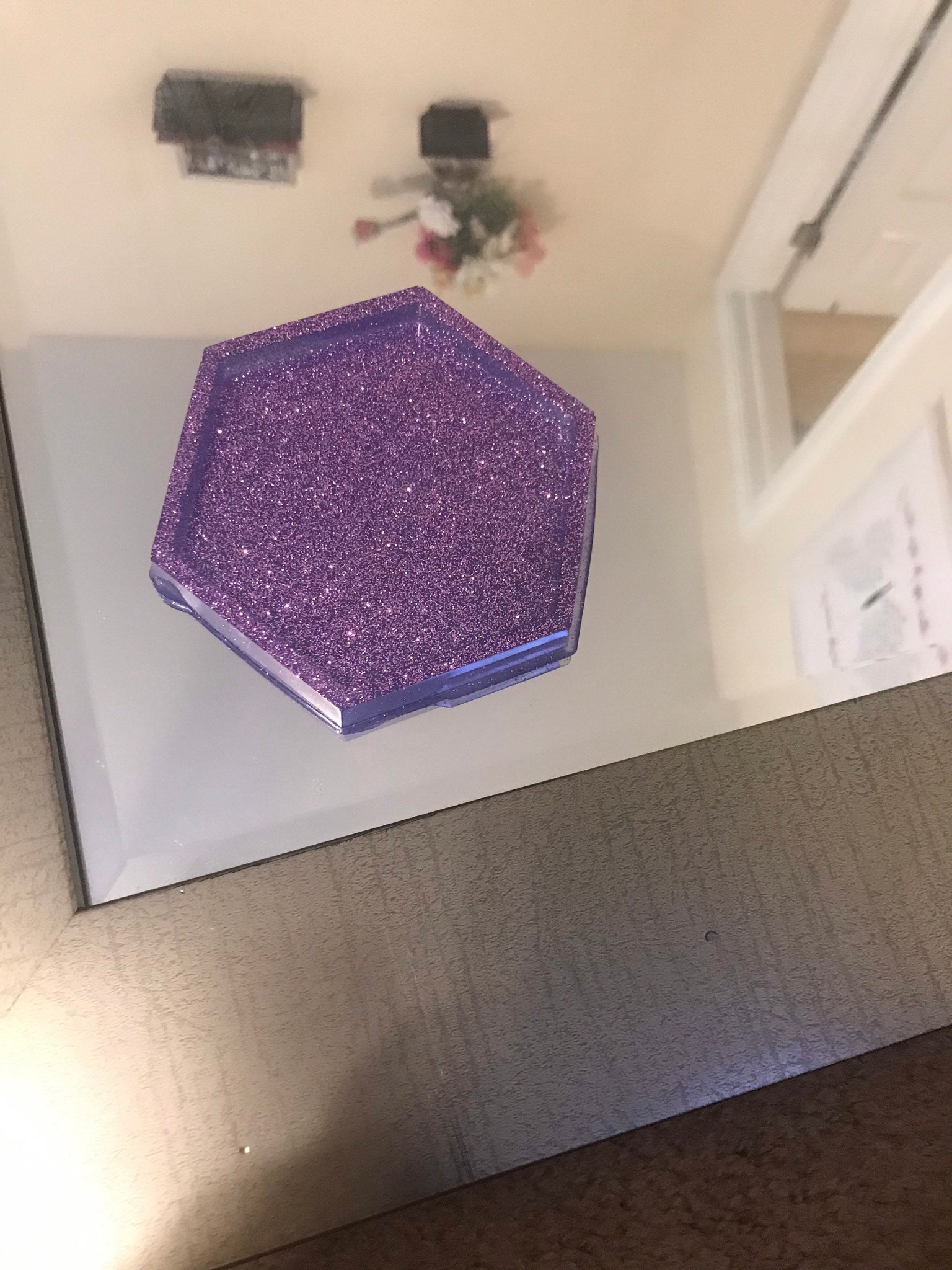 Purple pentagon shaped ashtray two set