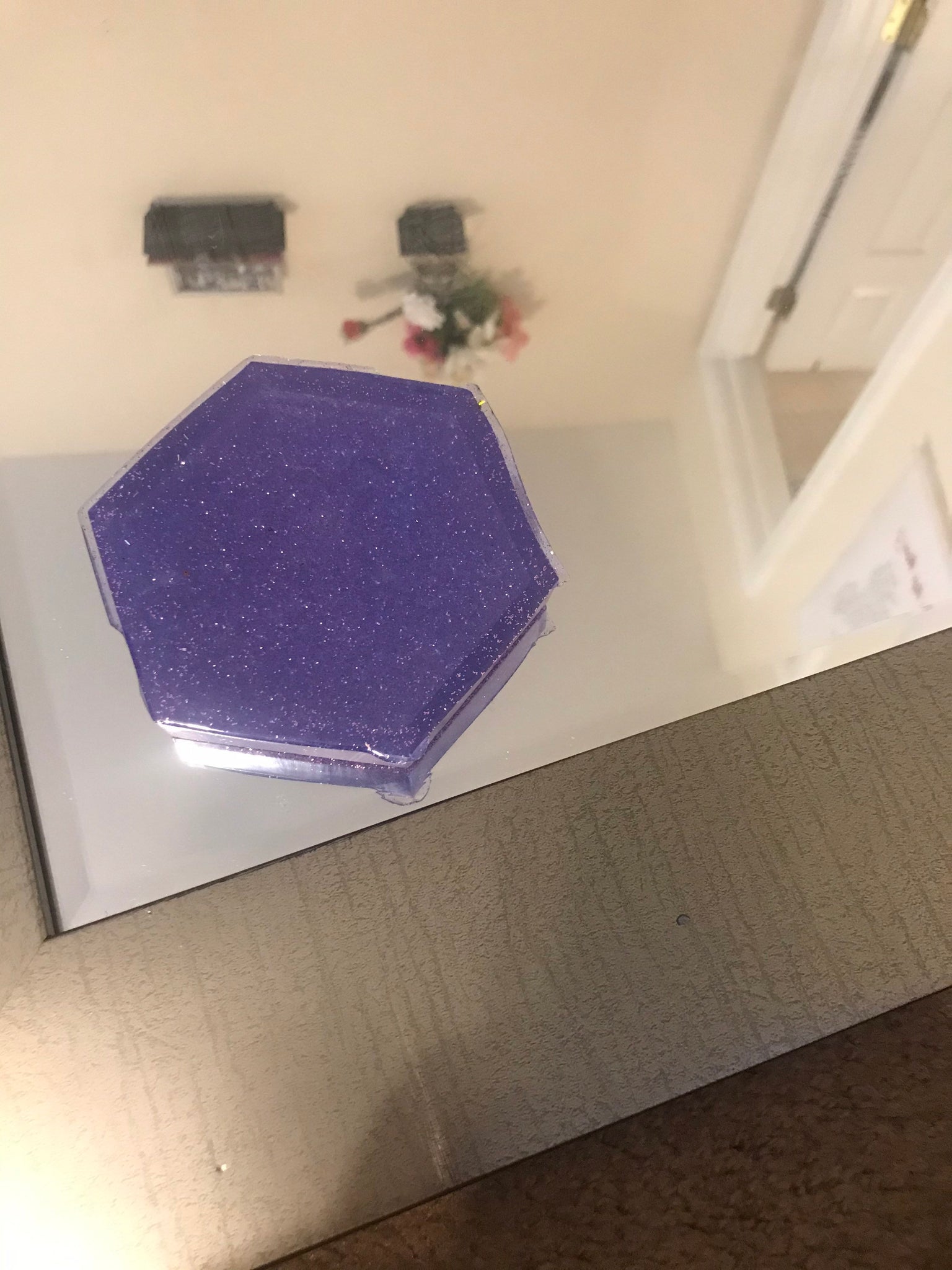 Purple pentagon shaped ashtray two set