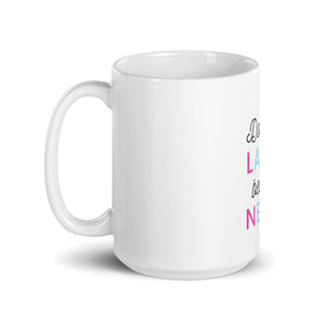 Later Never White Glossy Mug